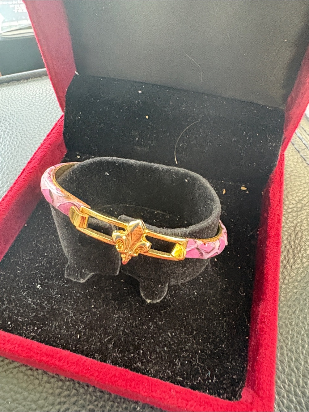 24 Kt Gold Plated Pink Python  Fleur Bracelet